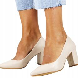 Sergio Leone Bézs magassarkú cipő, tömbsarok, Size 39, ökológiai bőr (414 CIELISTY)