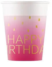  Happy Birthday Golden Pink papír pohár 8 db-os 200 ml FSC