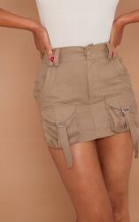 Prettylittlething Mini Rokya Bojówki Cargo, zsebekkel, Size 36, barna