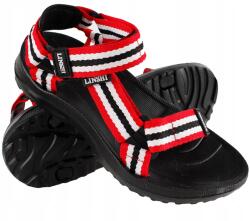 Linshi Piros-fehér sport szandál, tépőzáras, Size 37, 34-es méret, könnyű (A5569)