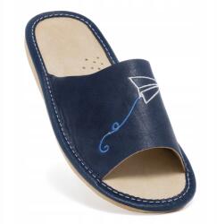 Nowo Gyerek Papucs, bőr talpbetét, kék, sárkányrepülő mintás, Size 35 (D-3028)