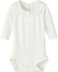 NAME IT Body bebe, fetiță, mâneca lunga, alb cu guler dantela, 56/74 alb/ White Alyssum alb (13A44B)