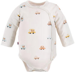 EEVI Body bebe băieți, mânecă lungă, crem cu masinute, 56-62 masina ecru (13B71A)