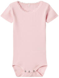 NAME IT Body bebe, fete, mânecă scurtă roz/violet dantelă gât, 56/74 roz/ Parfait Pink (13FBF0)