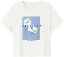 NAME IT Tricou fete, cu mâneca scurta alb/roz, Live Simply, 116/164 alb (14072F)