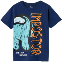 NAME IT Tricou băieți, mâneca scurta, albastru/gri, AMONG US, 116/152 gri (141308)