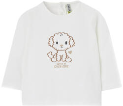 Losan fată T-shirt cu imprimare câine mâneci lungi ecru (149725)