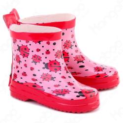 Playshoes Cizme de cauciuc copii, fete, scurte, roz cu buburuze, 18/24 roz-roz deschis (105D5A)