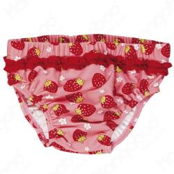 Playshoes Slipi fetite, roz cu capsuni si volanase roz/roșu-roșu deschis (105D7A)