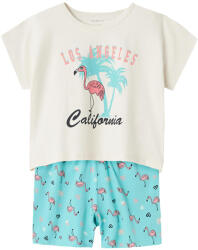 NAME IT pijamale cu mâneci scurte cu mâneci scurte cu model flamingo pentru fete alb, verde / Pool Blue (13F16D)
