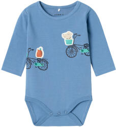 NAME IT Body bebe, băiat, mânecă lungă crem/albastru, biciclete, 56/74 albastru (142716)