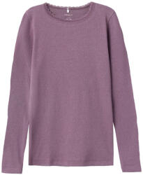 NAME IT fată cu mânecă lungă cu mâneci lungi, tricou cu gât de dantelă cu nervuri s. violet/Arctic Dusk (13A4D6)