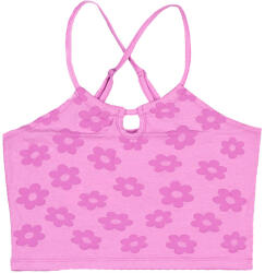 Losan fete tricou cu bretele fără mâneci cu model de flori fără mâneci roz (13E7CD)