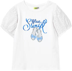 Losan tricou pentru fete cu mâneci scurte cu model alb (1455D0)