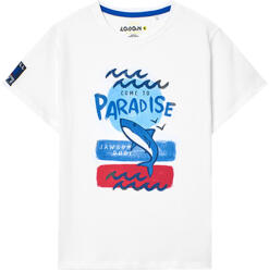 Losan tricou băieți cu mâneci scurte cu model alb (1455F7)