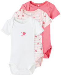 NAME IT Body bebe cu maneca scurta, set 3 bucati, Capsuni Camellia Rose (136927)