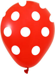 Balonevi lufi, 12" 30cm, 50db/cs, Pöttyös, Piros Fehér pöttyös (LUFI109382)