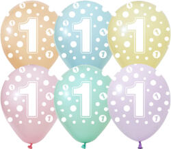 Balonevi Latex lufi, 12" 30cm, 50db/cs, 1-es számmal, macaron (LUFI274208)