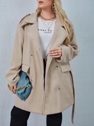 Shein KU522 Shein Bézs Gombos Kabát Kötővel (45) 50