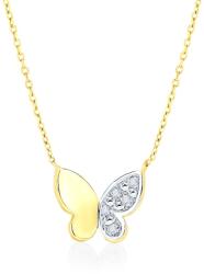SAVICKI Colier fluture din aur 585 cu diamante albe 0.01 ct 42 cm