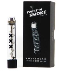Twist & Smoke Pipa blunt sticla Twist & Smoke Amsterdam XXX Silver 10cm