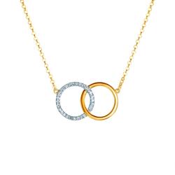 SAVICKI Colier cercuri din aur 585 cu diamante albe 0.09 ct 42 cm