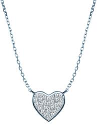 SAVICKI Colier inimă din aur alb 585 cu diamante albe 0.07 ct 42 cm