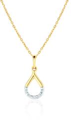 SAVICKI Colier lacrimă din aur 585 cu diamante albe 0.01 ct 42 cm