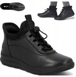 RIEKER Női bőr sportcipő, Size 37, fekete, Antistress, belebújós, gumis fűző (Rieker Z0057-00)