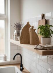  Fa Figurák, Malac Család Szett, 2db, tölgy, kézműves, 38cm magas (210937)