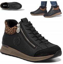 RIEKER Női félcipő, Size 38, fekete, fűzős, cipzáras, őszi (Rieker N1457-00)