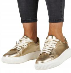 Filippo Női Bőr Sneakers, Size 39, arany, platform, 25cm talphossz (6729 ZŁOTE)