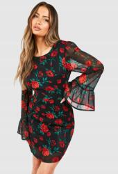 Boohoo Chiffon Ruha, mini, virágmintás, Size 40, többszínű