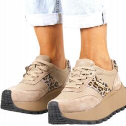 Filippo Bézs Barna Sneakers Cipők, természetes bőr, Size 38 (6785 BEŻ LEOPARD)