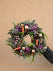  Karácsonyi Koszorú, 40cm, nemesfenyő, karácsonyi dekoráció (Wianek z żywej jodły Nobilis)