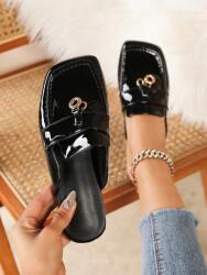 Shein Lakk Bőr Papucs Díszítéssel, Size 36 (sx2410281671700726)