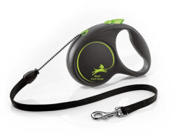 flexi FLEXI Black Design, lesă șnur retractabilă câini, poliester, verde, M(20kg, 5m)