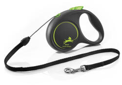 flexi FLEXI Black Design, lesă șnur retractabilă câini, poliester, verde, S(12kg, 5m)