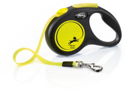 flexi FLEXI Neon, lesă bandă retractabilă câini, reflectorizant, nylon, neon, S(15kg, 5m)