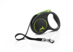 flexi FLEXI Black Design, lesă bandă retractabilă câini, nylon, verde, S(15kg, 5m)