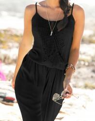 Bonprix 38 Fekete Overál, hímzés, kötővel