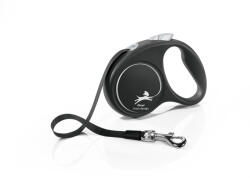 flexi FLEXI Black Design, lesă bandă retractabilă câini, nylon, argintiu, S(15kg, 5m)
