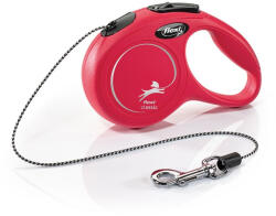 flexi FLEXI Classic, lesă șnur retractabilă câini, reflectorizant, poliester, roșu, XS(8kg, 3m)