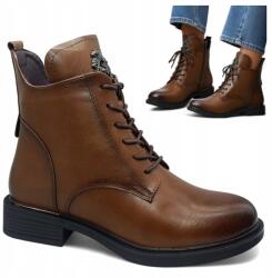 Evento Női bélelt bokacsizma, Size 37, barna, fűzős, cipzáras, ekológikus bőr (Evento 24BT02-7976)