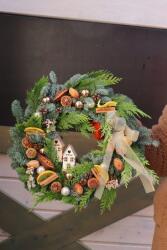  Karácsonyi koszorú, nemesfenyőből, 40cm, természetes, időjárásálló (Wianek z żywej jodły Nobilis)