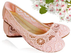  Világos rózsaszín balerina cipő, Size 31, csipke, műbőr, könnyű, elegáns (1956)