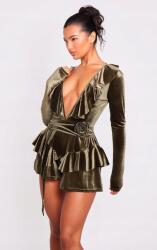 Prettylittlething CC54104 Prettylittlething Velúr Overál Fodrokkal (45) S