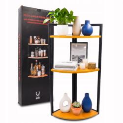 WS Sarok Polc, 65cm, fa hatású, nappaliba (Półka Narożna do Salonu Trzypoziomowa Metal)