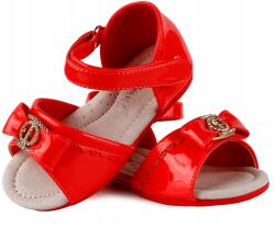 Apawwa piros szandál, Size 20, bőr talpbetét, tépőzár, lakkbőr (M21)