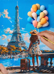 Ideyka & Oktoclay Set 2-in-1 pictura pe numere si pictura senzoriala 3D cu argila usoara, Salutari din Paris, 30x40 cm (OK30013)
